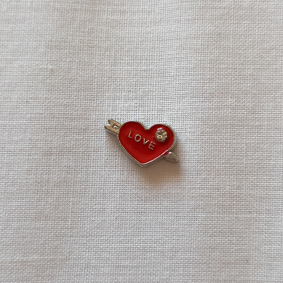 Solid Heart With Cupid Arrow Charm